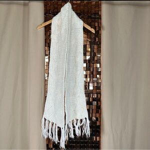 White Payless Knit Scarf with Gold Metallic Fleck